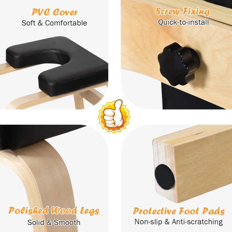 Yoga Headstand Wood Stool With Pvc Pads