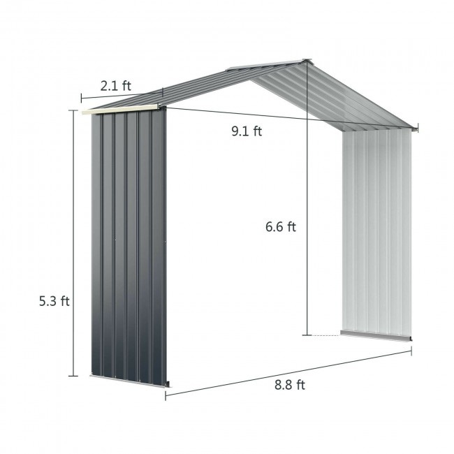 Outdoor Storage Shed Extension Kit For 9.1 Feet Shed