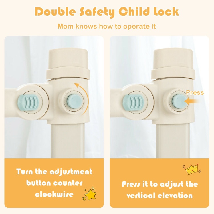 Vertical Lifting Baby Bedrail Guard With Double Safety Child Lock