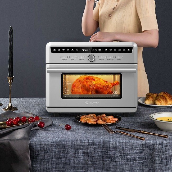 26.4 Qt 1800W 10-In-1 Air Fryer Toaster Oven With Recipe