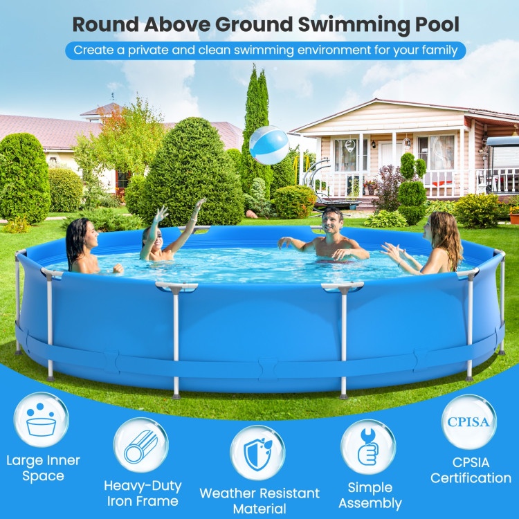 Round Above Ground Swimming Pool With Pool Cover