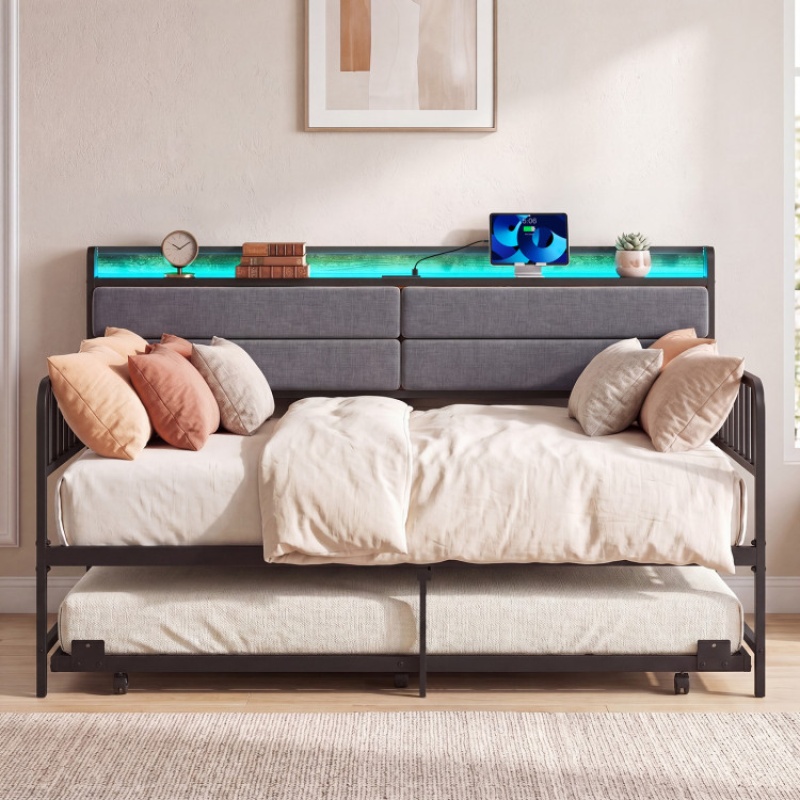 Twin Size Daybed With Trundle and Headboard