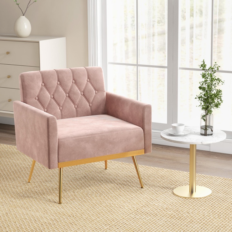 Pink Velvet Accent Chair