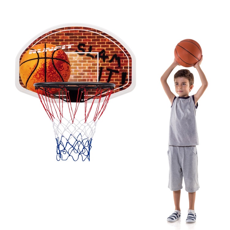 Wall Mounted Fan Backboard With Basketball Hoop And 2 Nets