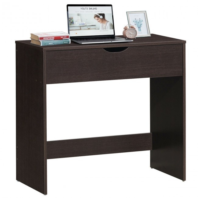Writing Computer Desk With Drawers For Students Color: Brown
