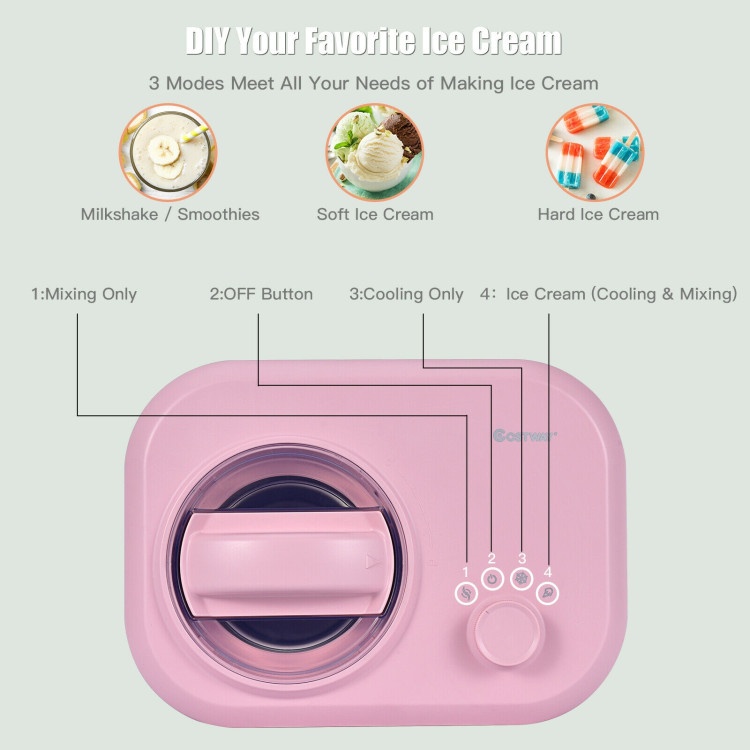 1.1 Qt Ice Cream Maker Automatic Frozen Dessert Machine With Spoon
