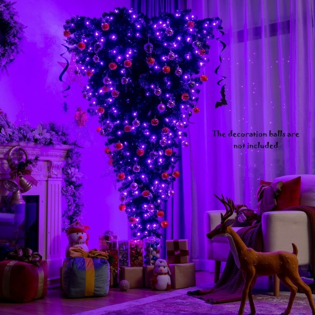Upside Down 7 Feet Halloween Tree With 400 Purple Led Lights