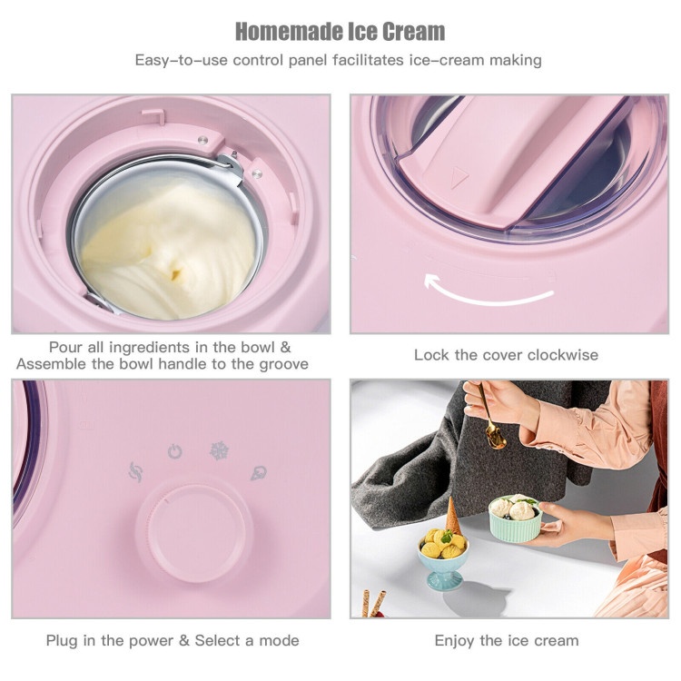 1.1 Qt Ice Cream Maker Automatic Frozen Dessert Machine With Spoon