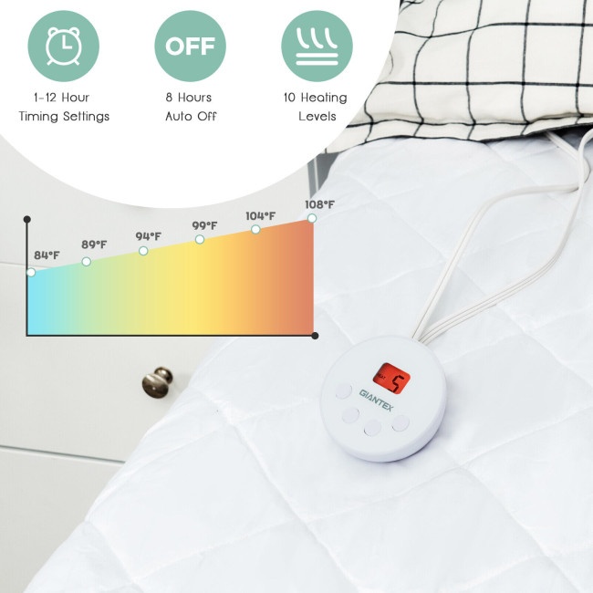 Auto Shut Off Heated Electric Mattress Pad With Dual Controller