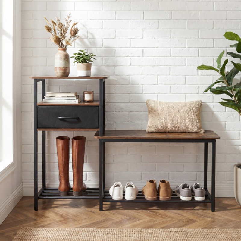 3-Tier Shoe Storage Rack Bench with Drawer