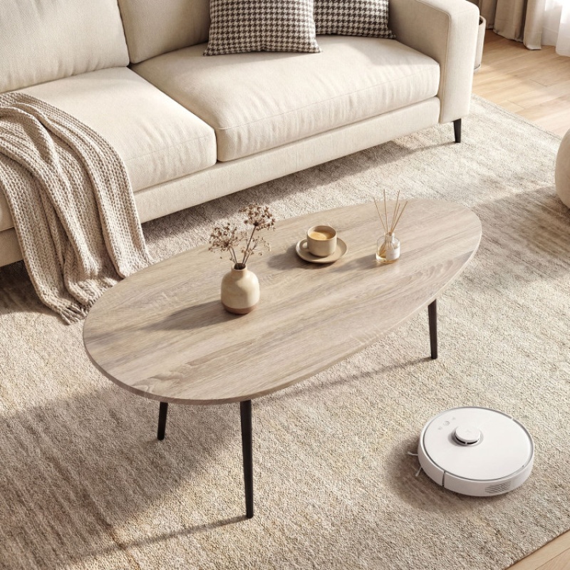 Oval Gray Mid Century Coffee Table