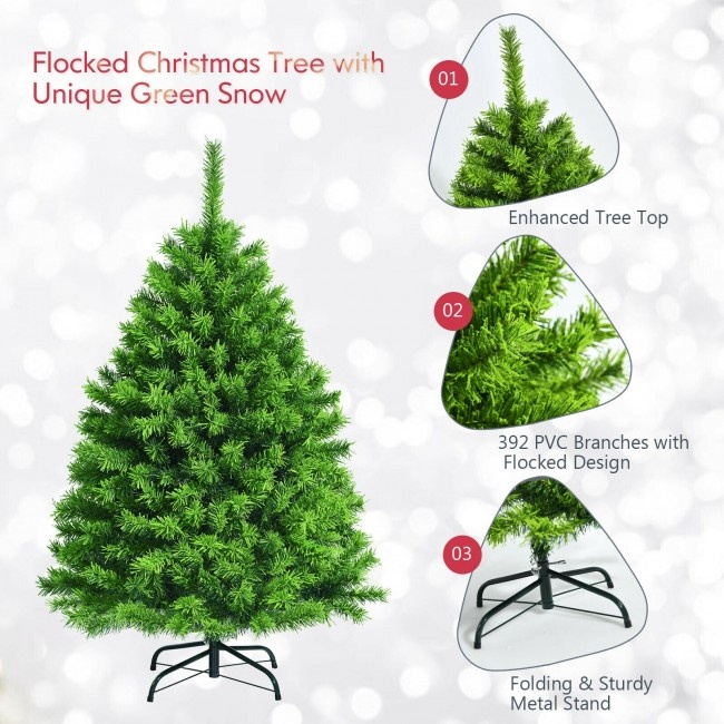 Flocked Verdant Realistic Hinged Christmas Tree Verdant Realistic Hinged With Metal Stand