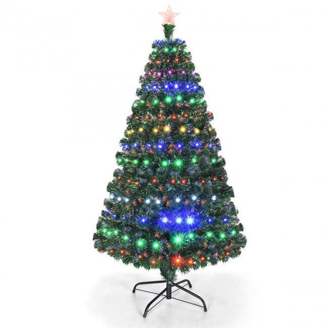 Multicolor Artificial Natural Christmas Tree With Led Light And Metal Stand