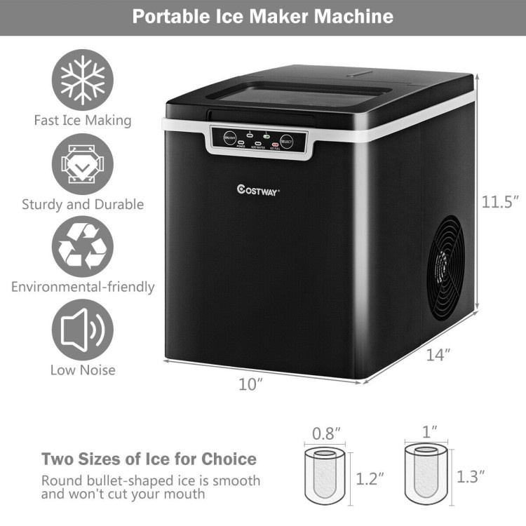 26Lbs/24H Portable Ice Maker Machine With Scoop And Basket
