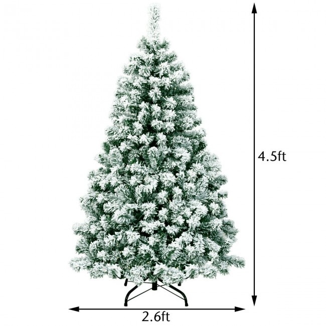 4.5 Feet Pre-Lit Premium Snow Flocked Hinged Artificial Christmas Tree