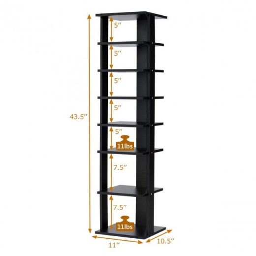 7-Tiers Vertical Wooden Space Saving Shoe Rack for Front Door