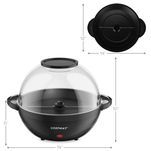 6Qt Stirring Popcorn Popper Maker With Nonstick Plate-Black