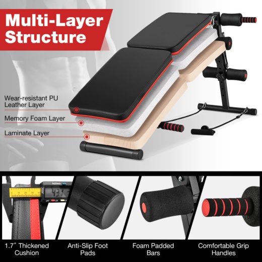 Multifunctional Sit Up Bench 4 Position Adjustable Metal Workout Bench
