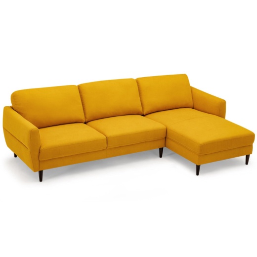 L-Shaped Fabric Sectional Sofa With Chaise Lounge And Solid Wood Legs
