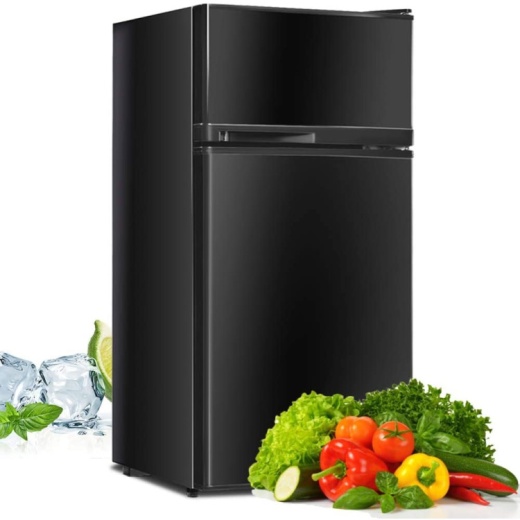 2 Doors Cold-Rolled Sheet Compact Refrigerator-Black