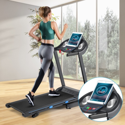 2.25 Hp Folding Electric Motorized Power Treadmill with Blue Backlit LCD Display