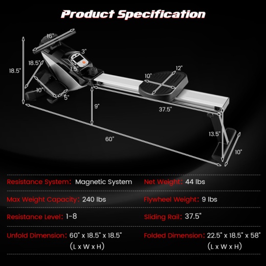 Adjustable Oxygen Resistance Of Folding Magnetic Rowing