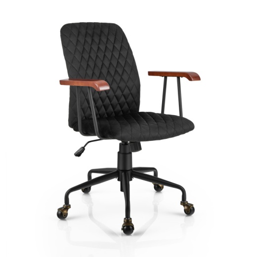 Velvet Home Office Chair with Wooden Armrest