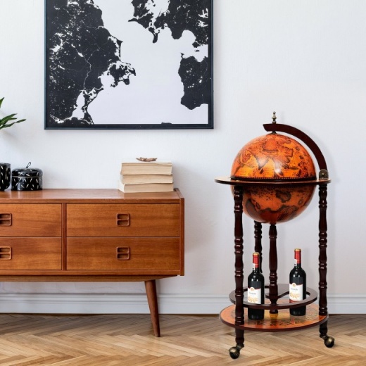 16Th Century Wood Globe Wine Bar Stand