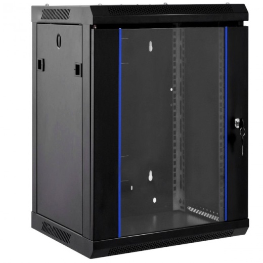 18U Wallmount Data Network Cabinet With Locking Glass Door