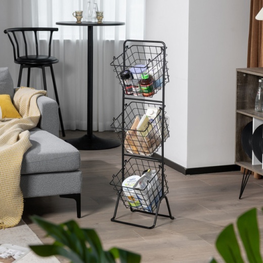 3-Tier Fruit Basket Stand With Adjustable Heights
