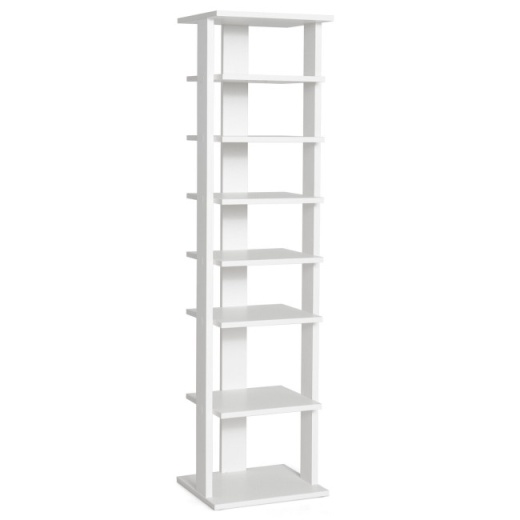 8-Tier Vertical Shoe Rack Space-Saving Narrow Tall Shelf Small Wooden  Holder