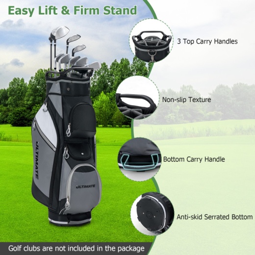 14-Way Golf Cart Stand Bag With Waterproof Rain Hood