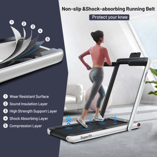 2.25 Hp 2-In-1 Folding Walking Pad Treadmill with Dual Display and App Control