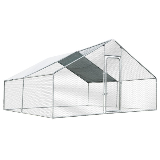 13 X 13 Feet Walk-In Chicken Coop with Waterproof Cover for Outdoor Backyard Farm
