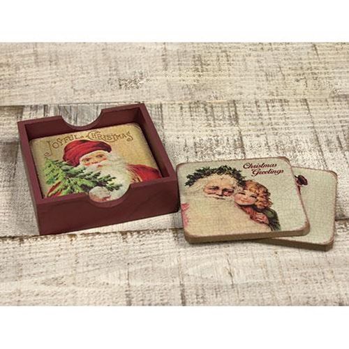 4/Set, Vintage Joyful Christmas Coasters
