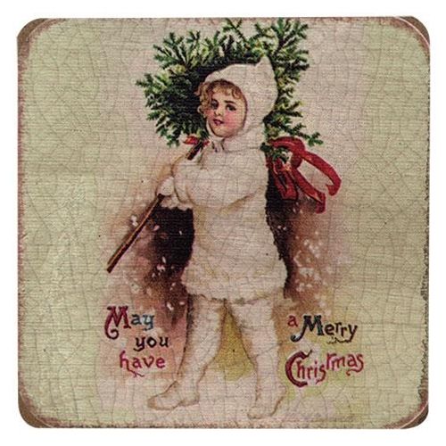 4/Set, Vintage Joyful Christmas Coasters