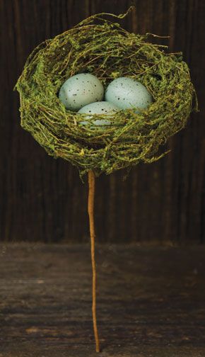 Moss Bird Nest Pick - Blue Eggs