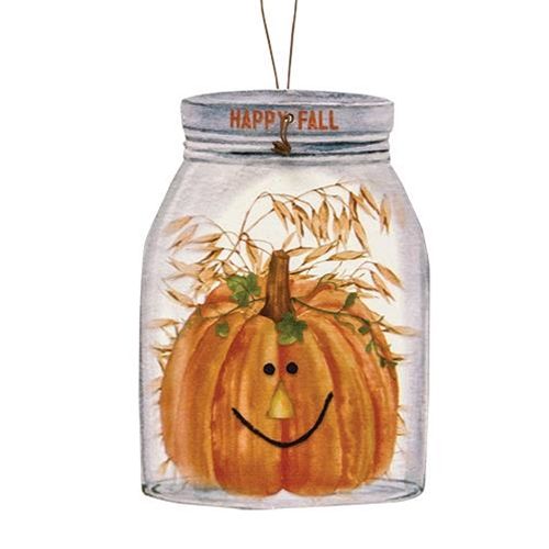 Happy Fall Mason Jar Ornament, 3 Asstd