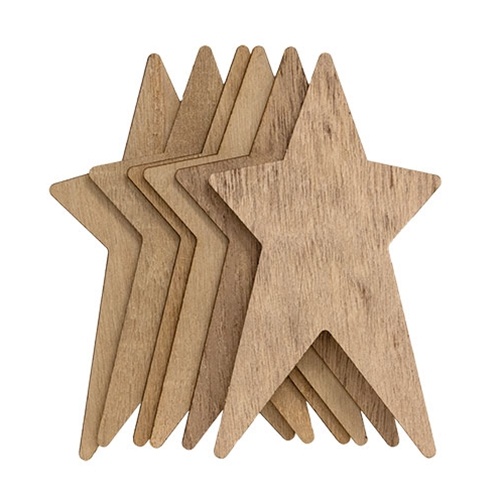 Unfinished Wooden Primitive Stars 6/Pkg