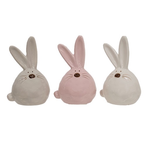 Ceramic Chubby Bunny Head Sitter, 3 Asstd