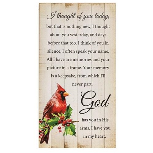 I Thought Of You Today Cardinal Sign - 8.5" X 16"h