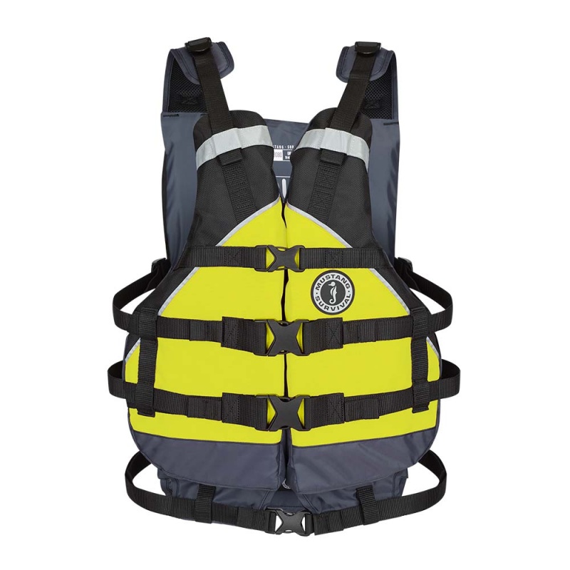 Mustang Youth Canyon V Foam Vest - Yellow/Black - 50-90Lbs