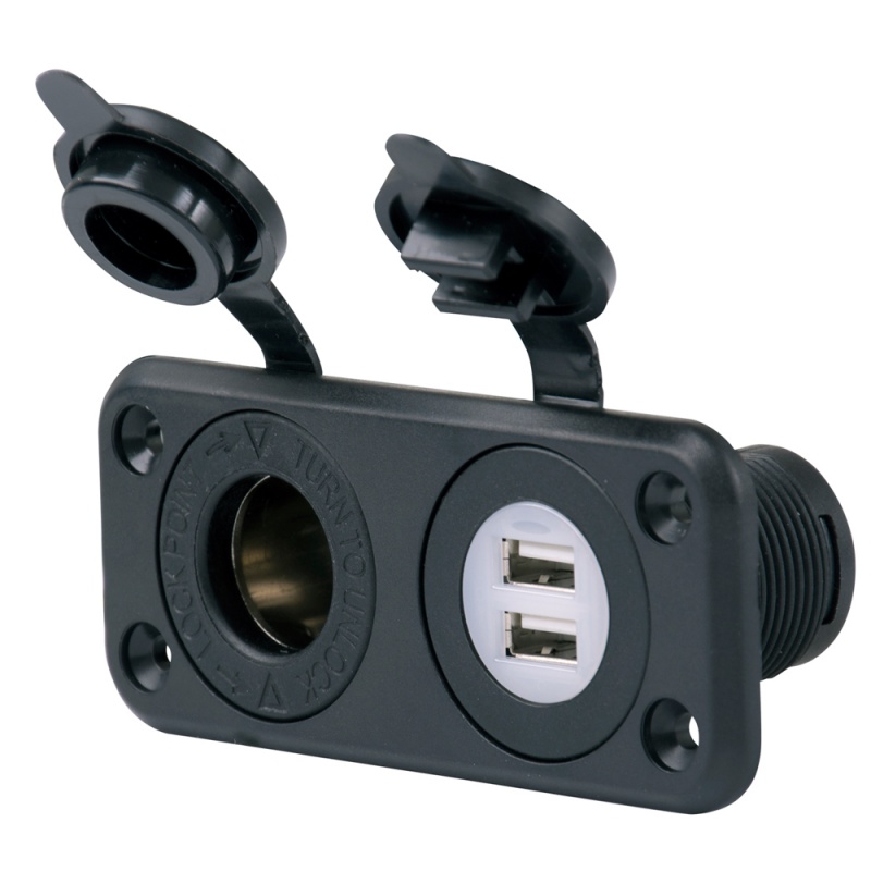 Marinco Sealink® Deluxe Dual Usb Charger & 12V Receptacle