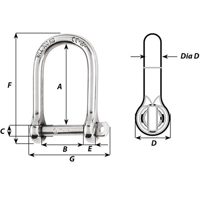 Wichard Self-Locking Large Opening Shackle - 10Mm Diameter - 13/32"