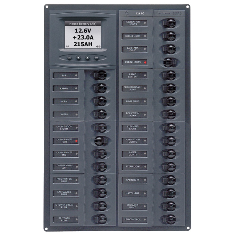 Bep Millennium Series Dc Circuit Breaker Panel W/Digital Meters, 28Sp Dc12v