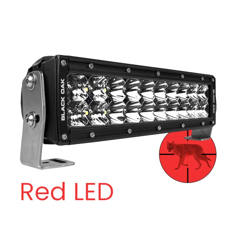 Black Oak 10" Red Led Predator Hunting Light Bar - Combo Optics - Black Housing - Pro Series 3.0