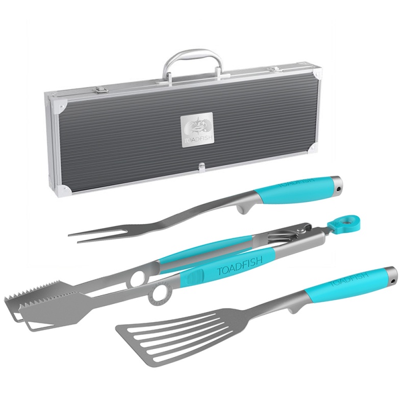 Toadfish Ultimate Grill Set + Case - Tongs, Spatula & Fork