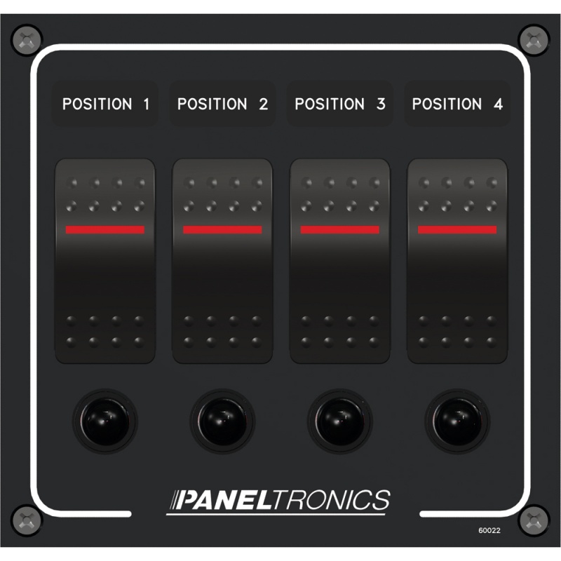 Paneltronics Waterproof Panel - Dc 4-Position Illuminated Rocker Switch & Circuit Breaker