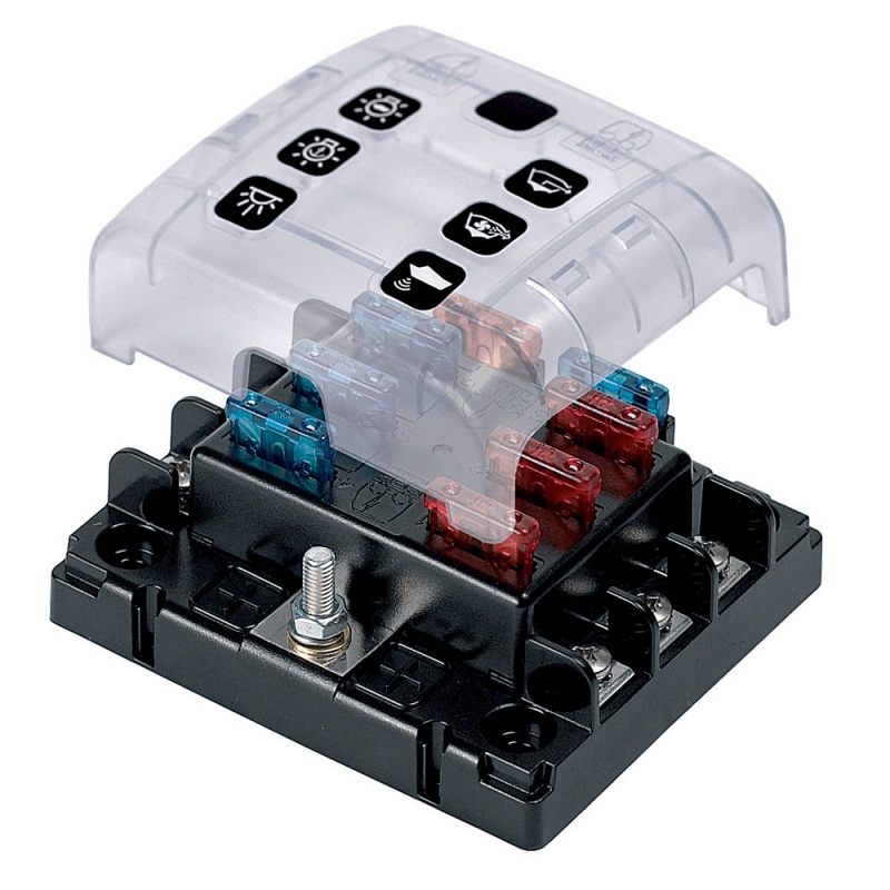 Bep Atc Six Way Fuse Holder & Screw Terminals W/Cover & Link