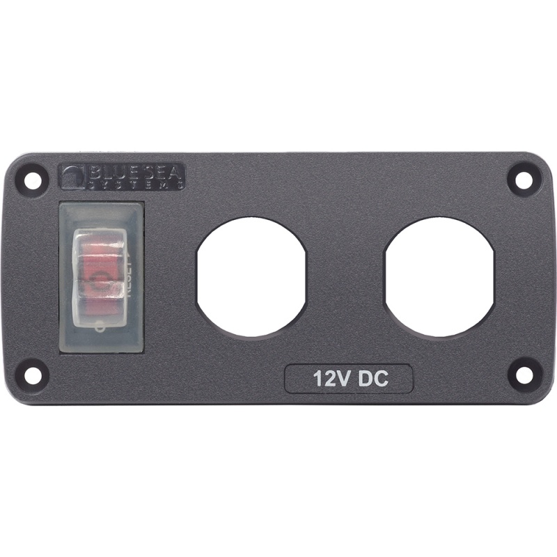 Blue Sea 4364 Water Resistant Usb Accessory Panel - 15A Circuit Breaker, 2X Blank Apertures